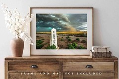 Great Plains Photography Print – Storm Behind Railroad Post at Kansas State Line