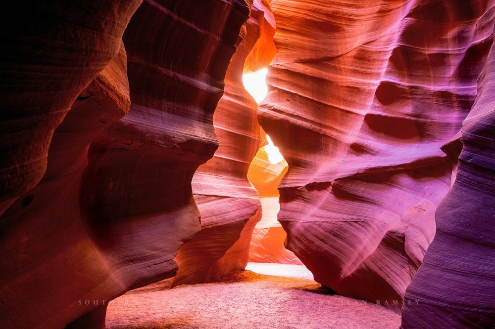 Desert Photography Print of Antelope Canyon Walls in Hourglass Shape