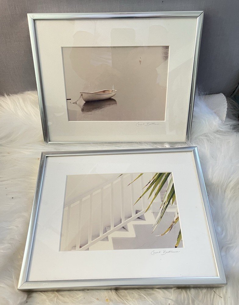 Set of 2 Framed Landscape Photographs Coastal Beach Decor Signed Pair