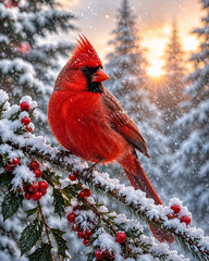 Digital Image Picture Photo Pic Wallpaper Background Red Cardinal In Snow 8811