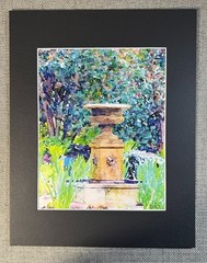 Fountain Digital Watercolor Original Art Photograph 8 X 10 Mat 11 X 14 Signed