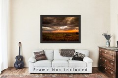 Western Wall Decor Art Print of Sunset on Stormy Evening in West Texas