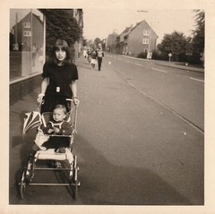 Vintage Photo Young Woman with Pram 1965 Snapshot