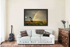 Pump Jack Photography Print: Texas, Rainbow, Oilfield, Oil and Gas, Picture