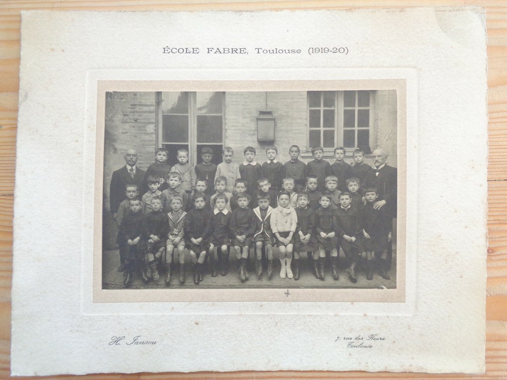 Vintage School Photo Children Class School Fabre Toulouse 1919