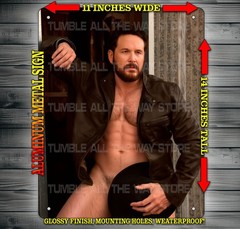 Sexy Cowboy – RIP – Cole Hauser with Hat Metal Sign Wall Art 14″ x 11″