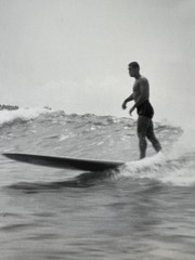 Josef Muench B/W Gelatin Silver Photograph Hawaiian surfer at Waikiki Beach