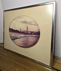 VTG Bo Svenson Signed Golden Gate Bridge Photograph Matted Framed Photo 1977