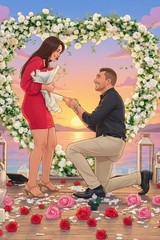 Romantic Proposal Engagement Digital Art | Couple Sunset Wedding Download