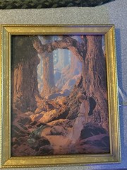 Framed Color Landscape Photograph Print – Cave View of Mountains, Nature Theme