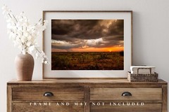 Western Wall Decor Art Print of Sunset on Stormy Evening in West Texas