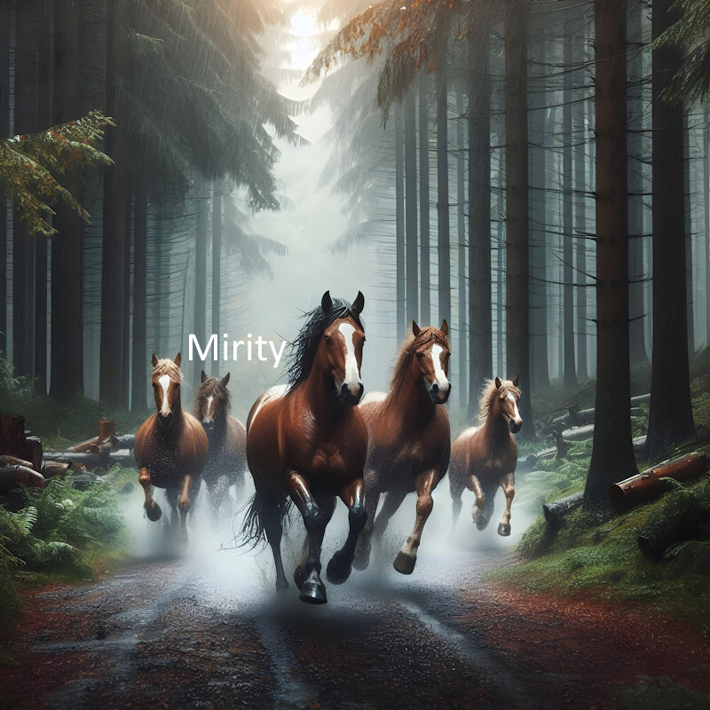 Digital Image Picture Photo Pic Wallpaper Background ART Wild Horses in Forest