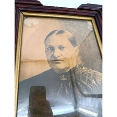 Haunted Antique Sepia Portrait Woman Ornate Wood Frame Gothic Wall Art 1800s Pic