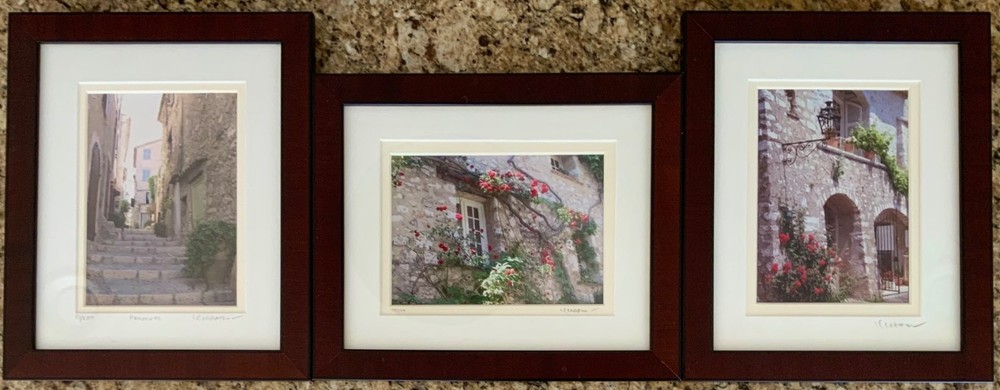 Set of 3 Framed Signed Art Photography Italy Architecture Flowers Provence