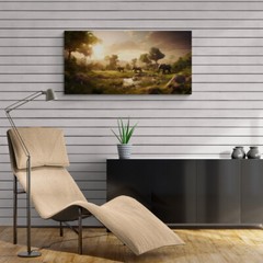 Jungle Safari Landscape Wall Art Elephant Wildlife Animals Portrait Canvas Decor