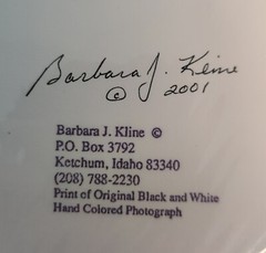 Barbara J. Kline 5×7” Matted Hand Colored Black & White Photograph Signed 2001