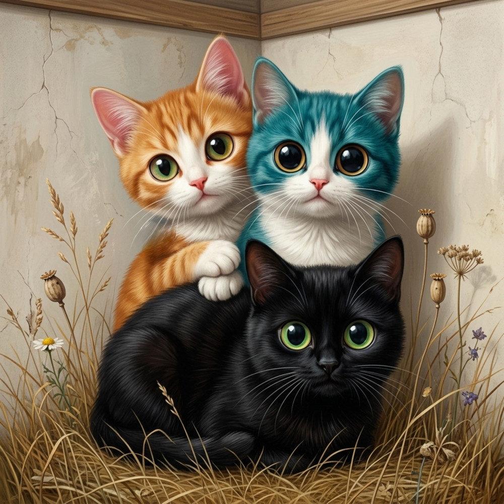 Super Cute Baby Cat Kitty Wallpaper 4K Digital Art HD Animal Printable Kids Room