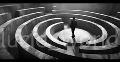 Unique AI Art Digital Image Man in Labyrinth Maze Scene Ideal Wallpaper Desktop