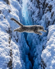 8×10 Fine Art Photography Print Snow Leopard Mountain Wildlife Nature Wall Art