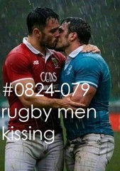 MALE PORTRAIT #0824-079- athletes series -rugby men kiss – free shipping in usa