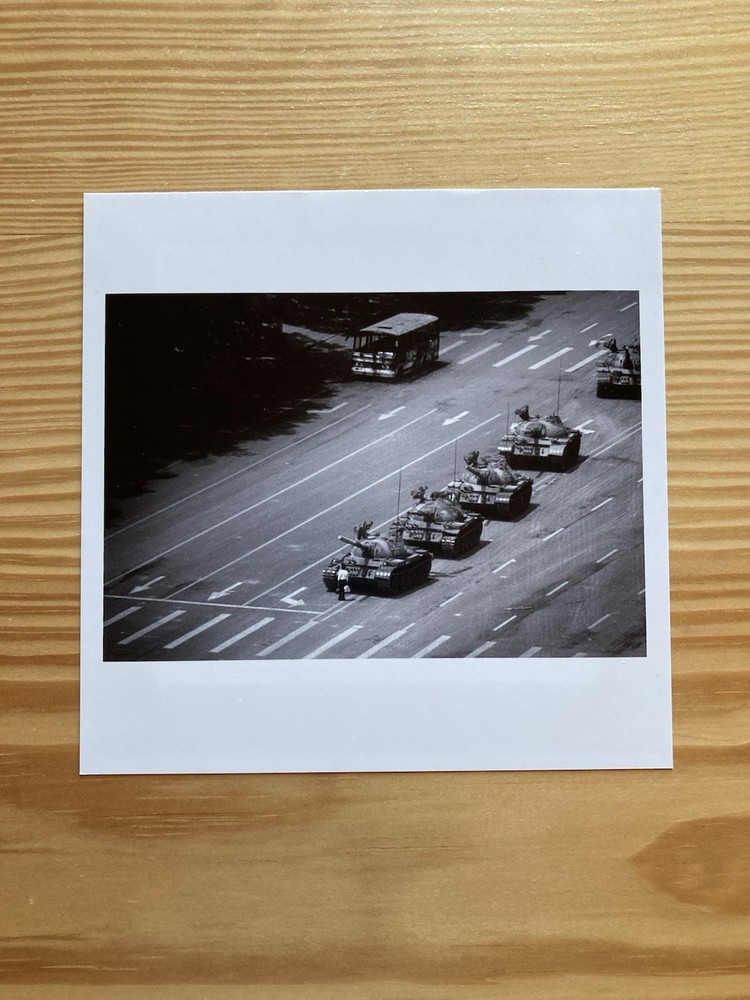 Stuart Franklin Signed Tank Man Tiananmen Square Magnum 6×6″ Paper Loss on Back