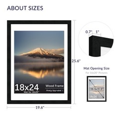 18X24 Poster Frame, Display Pictures 16X20 with Mat or 18X24 without, Wall Ha…
