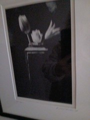 Framed Signed Dated PHOTOGRAPH Black & White Flowers/Vase 1989-14.75″H X 12″L