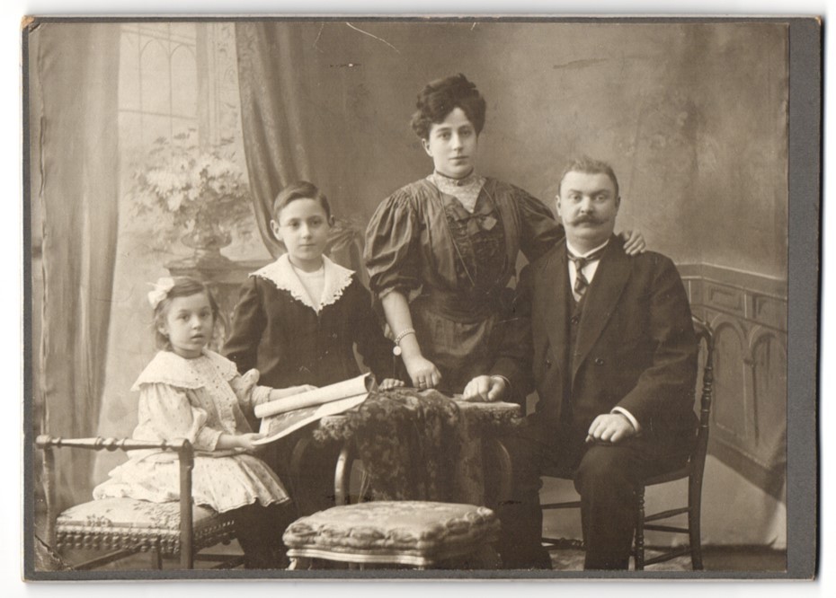 Photograph Family Portrait with Parents and Two Children