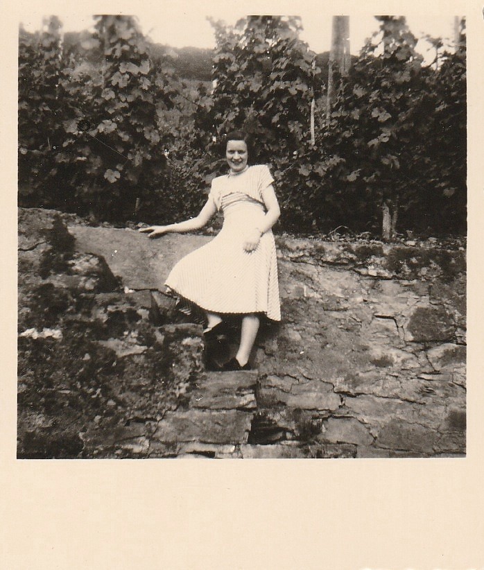 Vintage Photo Young Woman in Beautiful White Dress Snapshot