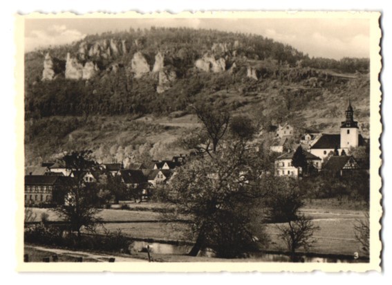 Photograph Muggendorf, Panorama with Church & Hill in Background