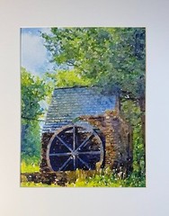Water Wheel Digital Watercolor Original Art Photograph 8 X 10 Mat 11 X 14 Signed