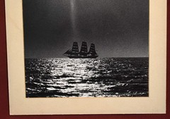 Vintage Photograph Print, Possibly Silver Gelatin, Featuring a Three Masted Ship