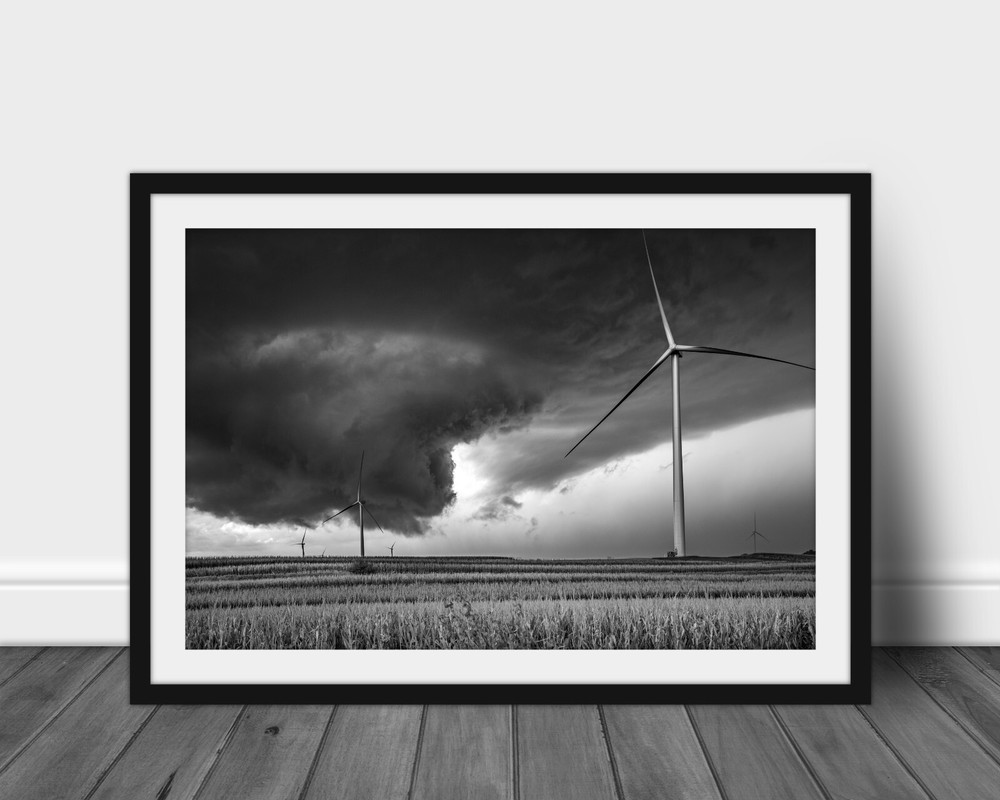 Black and white tornado photography wall art hanging storm photo nature photo