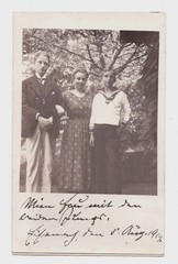 Old postcard, mother with 2 sons, Eisenach around 1919, used