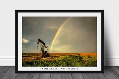 Pump Jack Photography Print: Texas, Rainbow, Oilfield, Oil and Gas, Picture