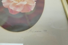 Signed 1974 Gold Framed Matted Flower Floral Photographs Pink Rose Photos Decor