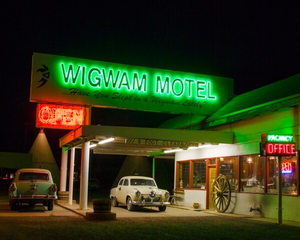 8×10 of Wigwam Motel, Route 66, Holbrook, Arizona. Free Shipping.
