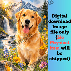 Cute dog watercolor AI created digital art wallpaper image picture background fo