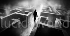 High-Resolution Digital Image Desktop Wallpaper AI Art of Man in Labyrinth Maze