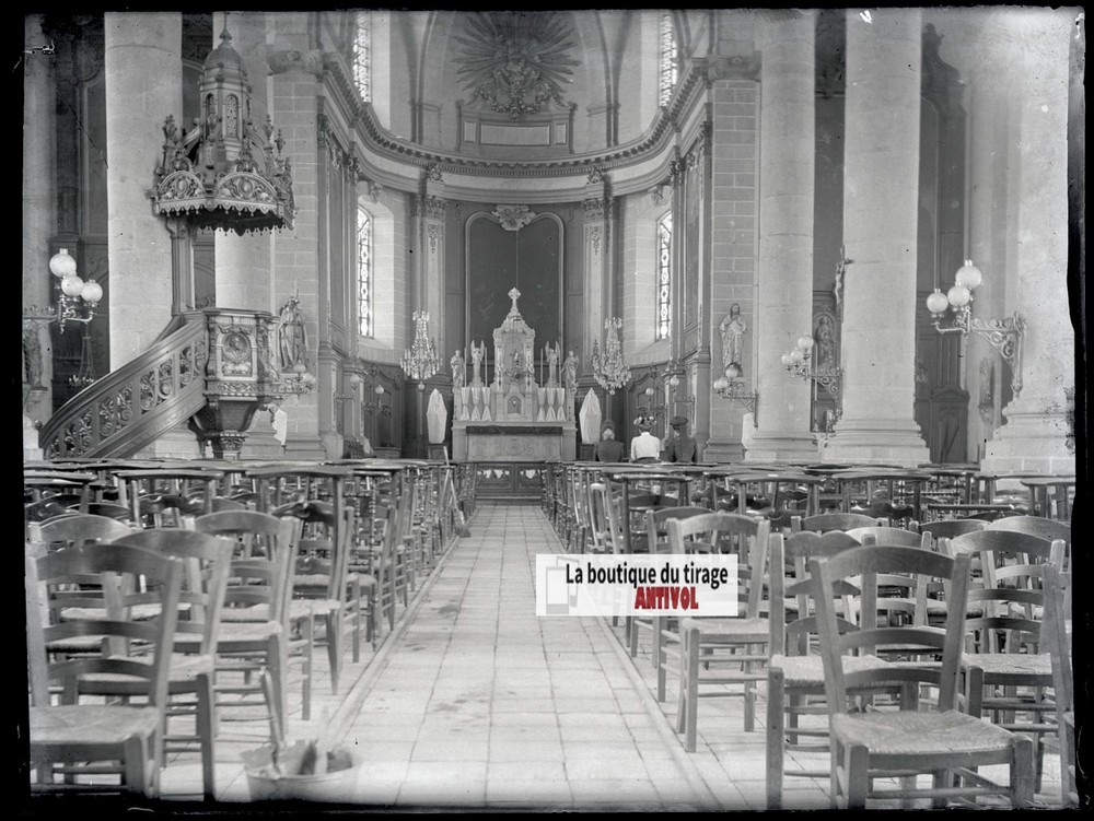 Church, Carvin, Vintage Photo Glass Plate, Black & White Negative, 9X12 Cm
