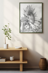 FREE SHIPPING 11X17″ Black & White Sunflower Print, Office, Home, Business