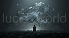 Sci-Fi Digital Art File Lone Man Abstract UFO Spatial Structure Wall Decor PNG