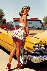 Digital image picture photo wallpaper Pin up vintage cadillac 282
