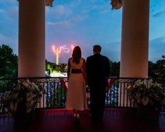 8×10 photo of President Trump & the First Lady watching fireworks.