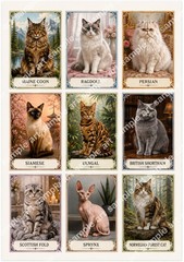 Printable ACEO Cards Set of 9 A4 Digital Sheet Cats AI image no 1