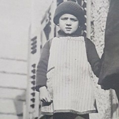 Photo Antique, Vintage, Father with Child, Girl, Man with Schnauzer