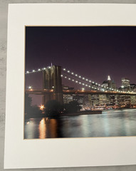 Brooklyn Bridge Night Cityscape Landscape Matted Color Photograph