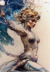 Women Fantasy Art Photo Digital Print Watercolor Style Illustration (1916) 20×30