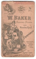 Photograph W. Baker, Birmingham, 213 Moseley Road, monogram of the photographer, zw