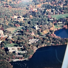 Vintage large JRM framed aerial photo WELLESLEY COLLEGE Wellesley MA Lake Waban